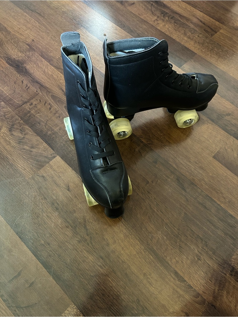 Classic Lighted Black Roller Skates with Cream Wheels